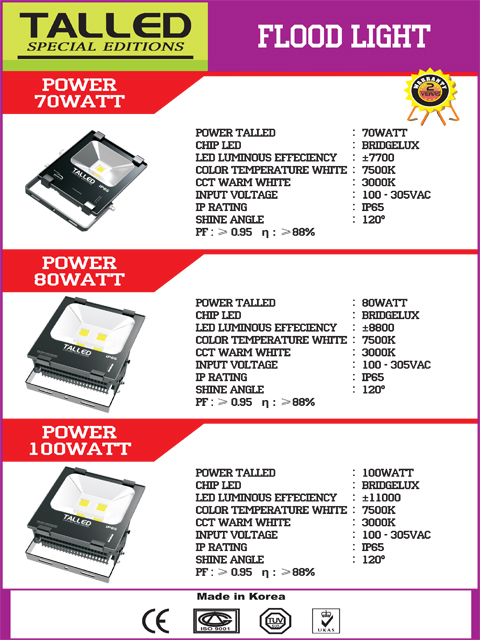 Lampu Sorot LED 70 80 dan 100 Watt Talled